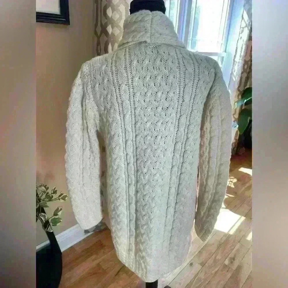 Shannon Woolen Mills Chunky Cable Knit Open Cardigan Sweater Womens Size M Ivory - Picture 4 of 14